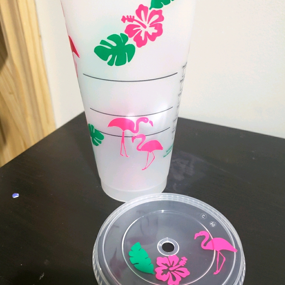 Flamingo and Palm Leaves Ventimiglia Starbucks Cup